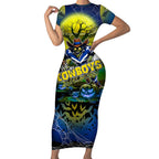 We Are Cowboys Halloween Short Sleeve Bodycon Dress Pumpkin Scary Spooky Season - Aussie Hoodie
