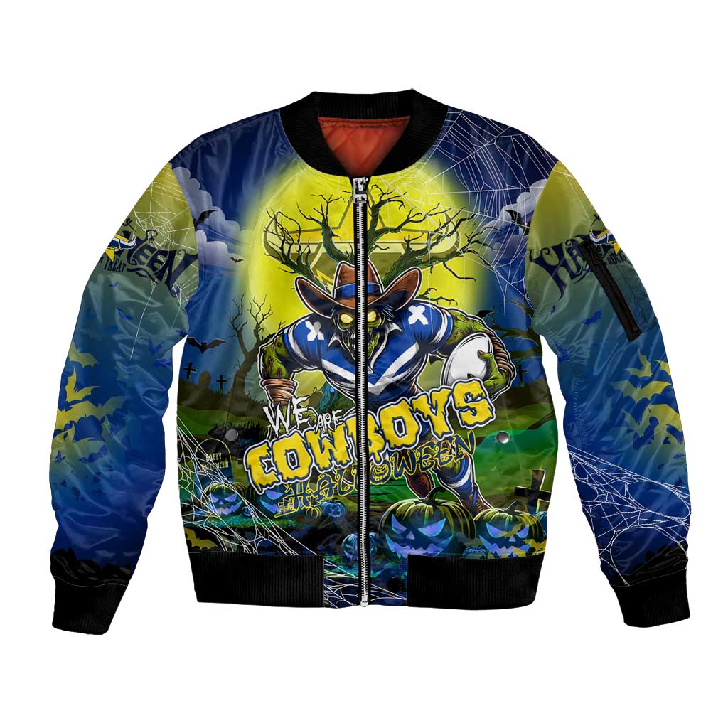 We Are Cowboys Halloween Sleeve Zip Bomber Jacket Pumpkin Scary Spooky Season - Aussie Hoodie