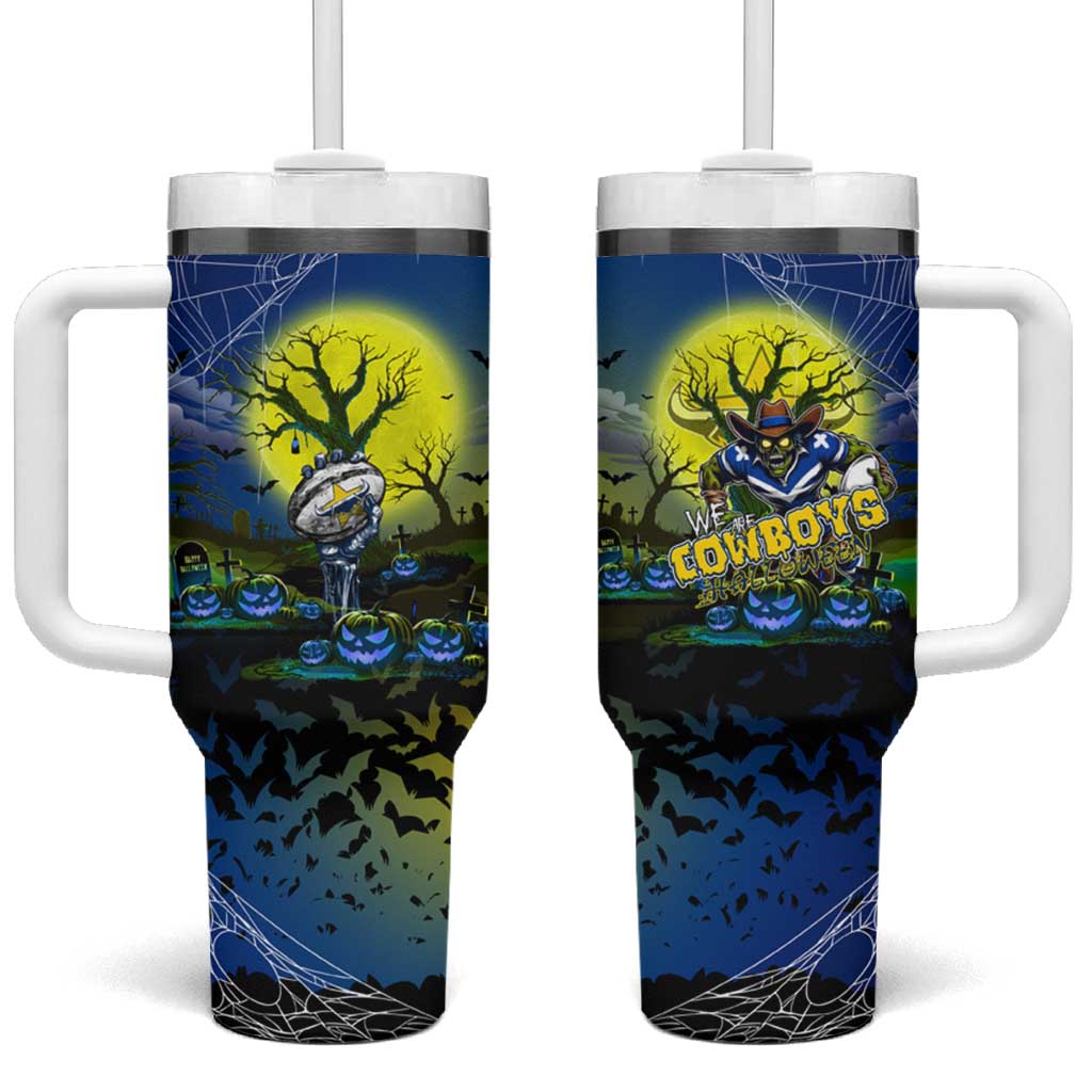 We Are Cowboys Halloween Tumbler With Handle Pumpkin Scary Spooky Season - Aussie Hoodie