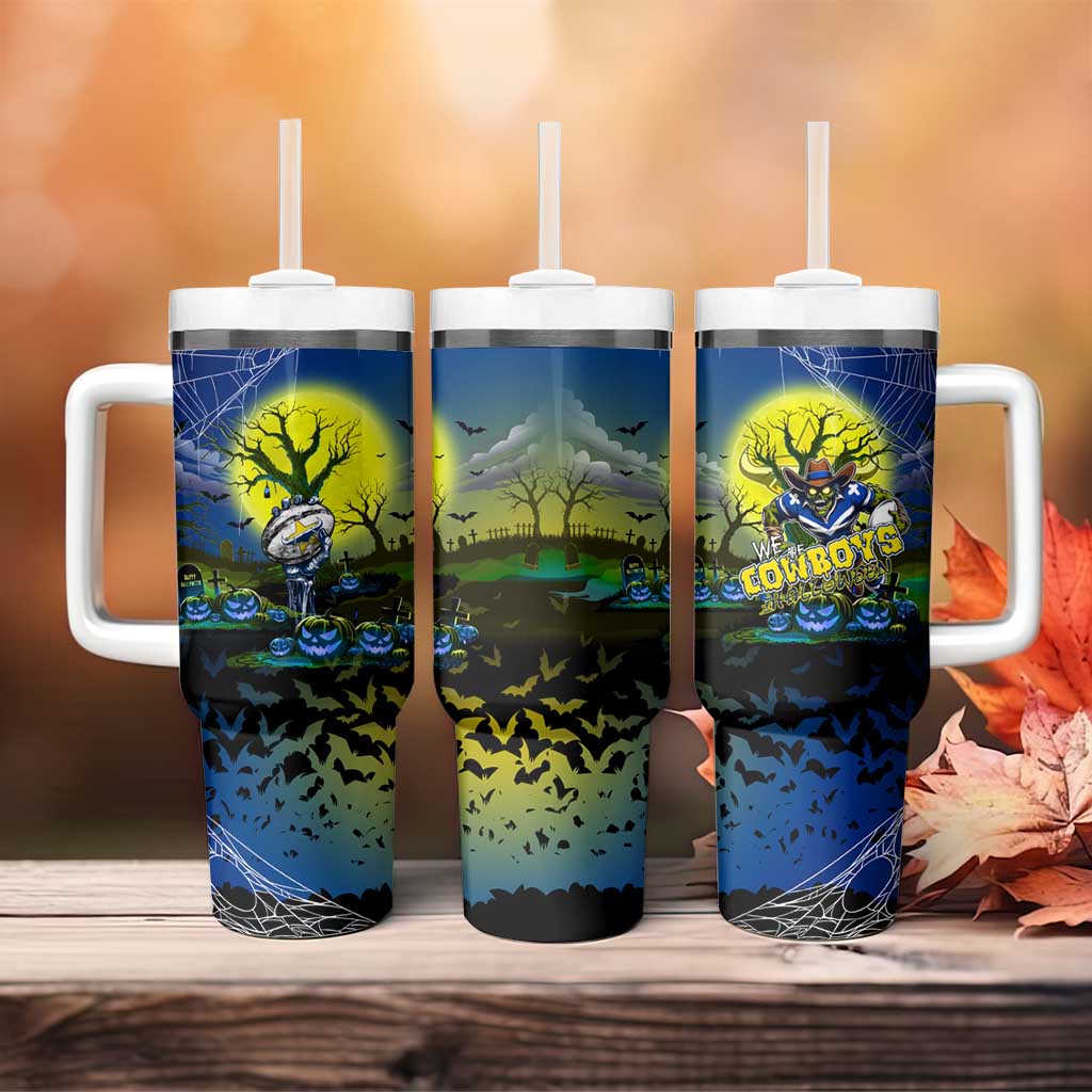 We Are Cowboys Halloween Tumbler With Handle Pumpkin Scary Spooky Season - Aussie Hoodie