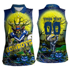 We Are Cowboys Halloween Women Sleeveless Polo Shirt Pumpkin Scary Spooky Season - Aussie Hoodie