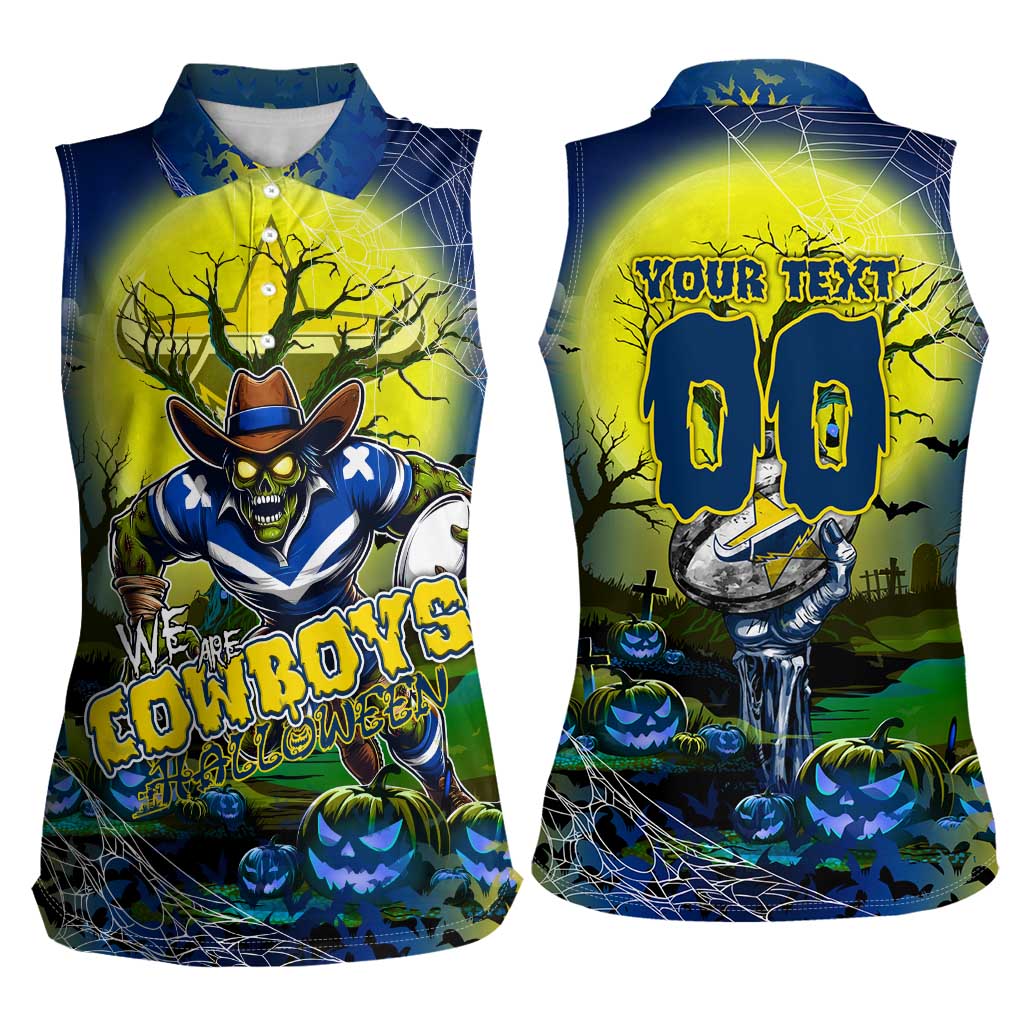 We Are Cowboys Halloween Women Sleeveless Polo Shirt Pumpkin Scary Spooky Season - Aussie Hoodie