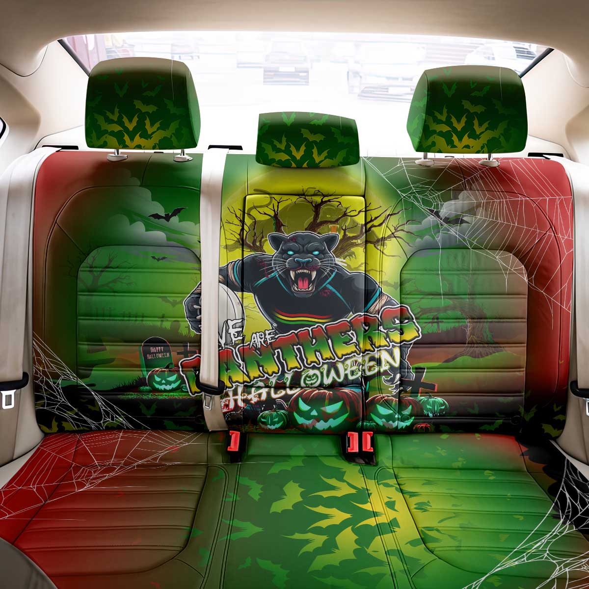 We Are Panthers Halloween Back Car Seat Cover Pumpkin Scary Spooky Season - Aussie Hoodie