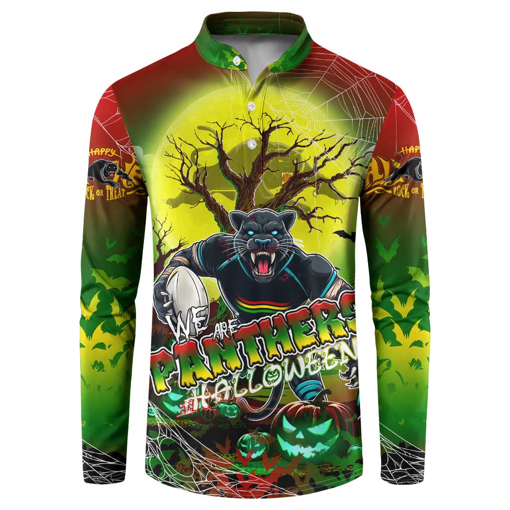 We Are Panthers Halloween Button Sweatshirt Pumpkin Scary Spooky Season - Aussie Hoodie