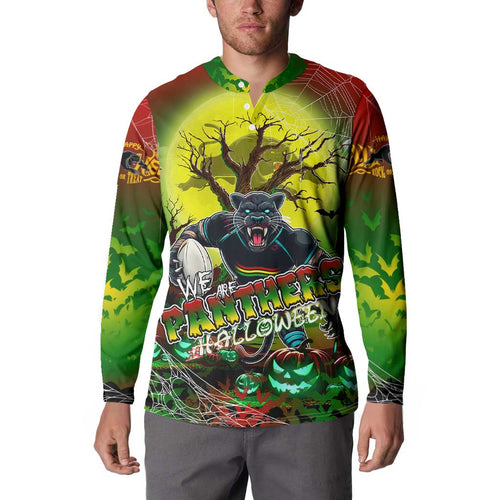 We Are Panthers Halloween Button Sweatshirt Pumpkin Scary Spooky Season - Aussie Hoodie