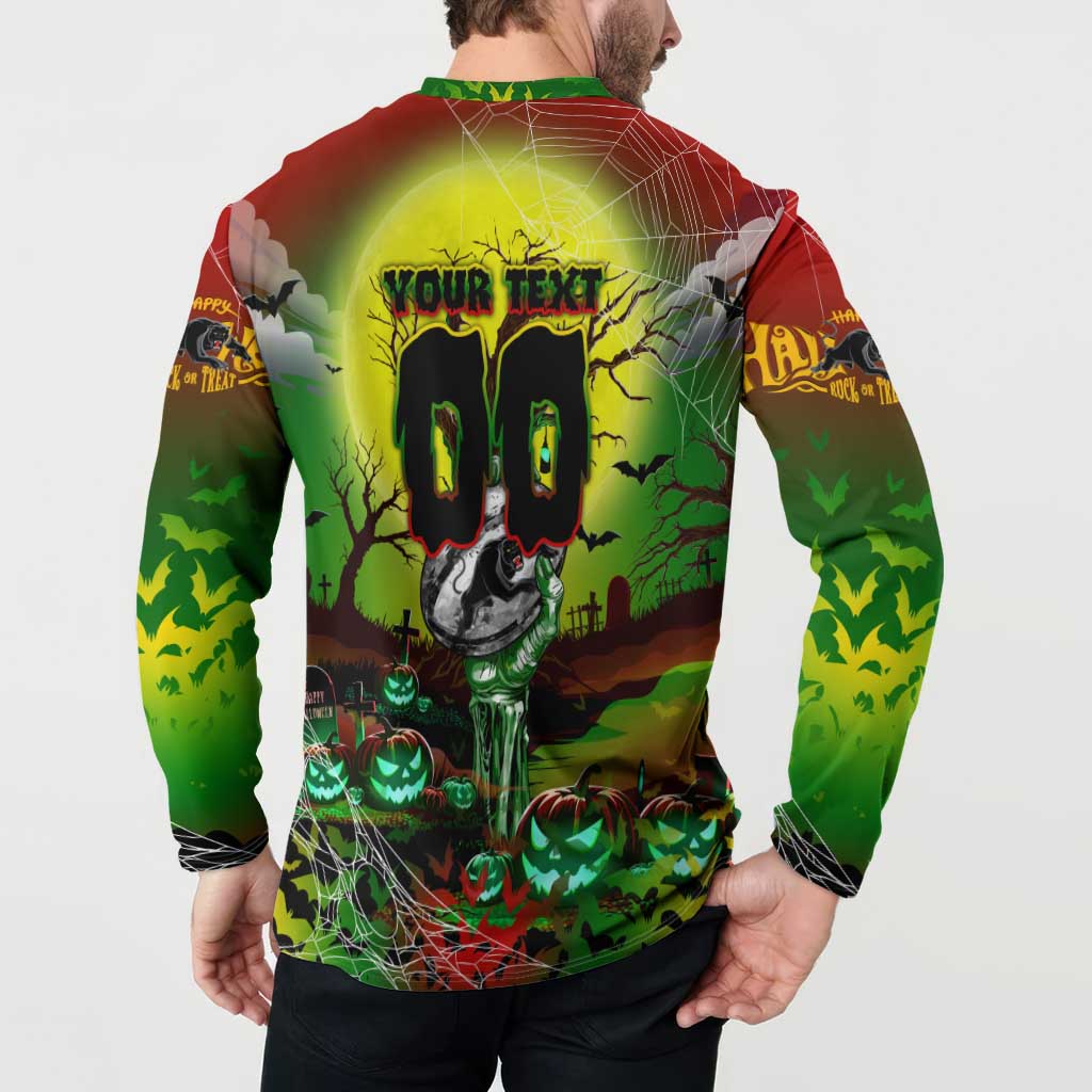 We Are Panthers Halloween Button Sweatshirt Pumpkin Scary Spooky Season - Aussie Hoodie