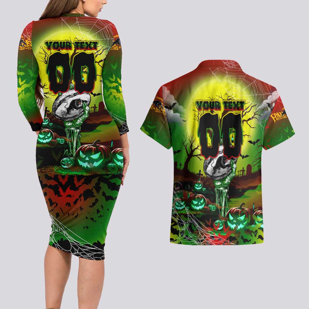 We Are Panthers Halloween Couples Matching Long Sleeve Bodycon Dress and Hawaiian Shirt Pumpkin Scary Spooky Season - Aussie Hoodie