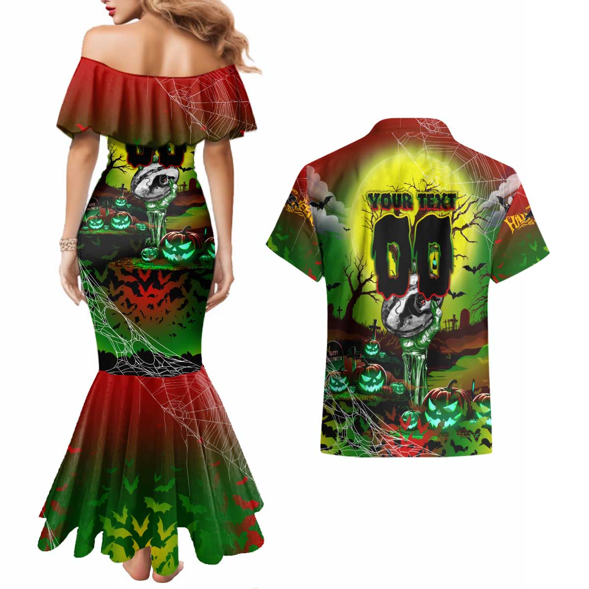 We Are Panthers Halloween Couples Matching Mermaid Dress and Hawaiian Shirt Pumpkin Scary Spooky Season - Aussie Hoodie