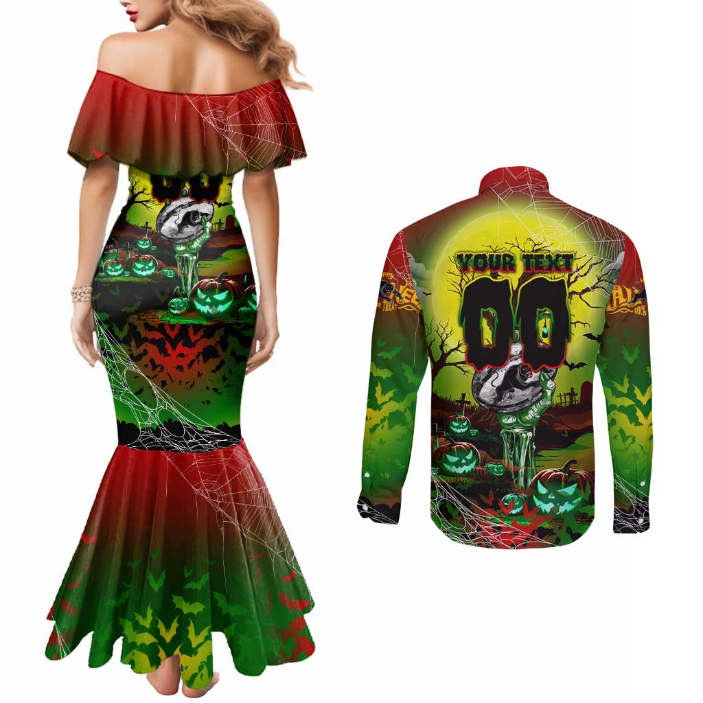 We Are Panthers Halloween Couples Matching Mermaid Dress and Long Sleeve Button Shirt Pumpkin Scary Spooky Season - Aussie Hoodie