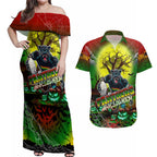 We Are Panthers Halloween Couples Matching Off Shoulder Maxi Dress and Hawaiian Shirt Pumpkin Scary Spooky Season - Aussie Hoodie