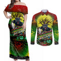 We Are Panthers Halloween Couples Matching Off Shoulder Maxi Dress and Long Sleeve Button Shirt Pumpkin Scary Spooky Season - Aussie Hoodie