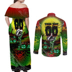 We Are Panthers Halloween Couples Matching Off Shoulder Maxi Dress and Long Sleeve Button Shirt Pumpkin Scary Spooky Season - Aussie Hoodie