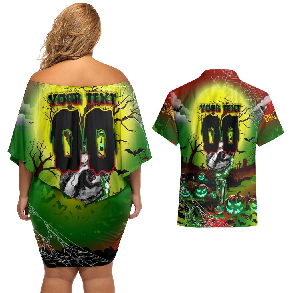 We Are Panthers Halloween Couples Matching Off Shoulder Short Dress and Hawaiian Shirt Pumpkin Scary Spooky Season - Aussie Hoodie