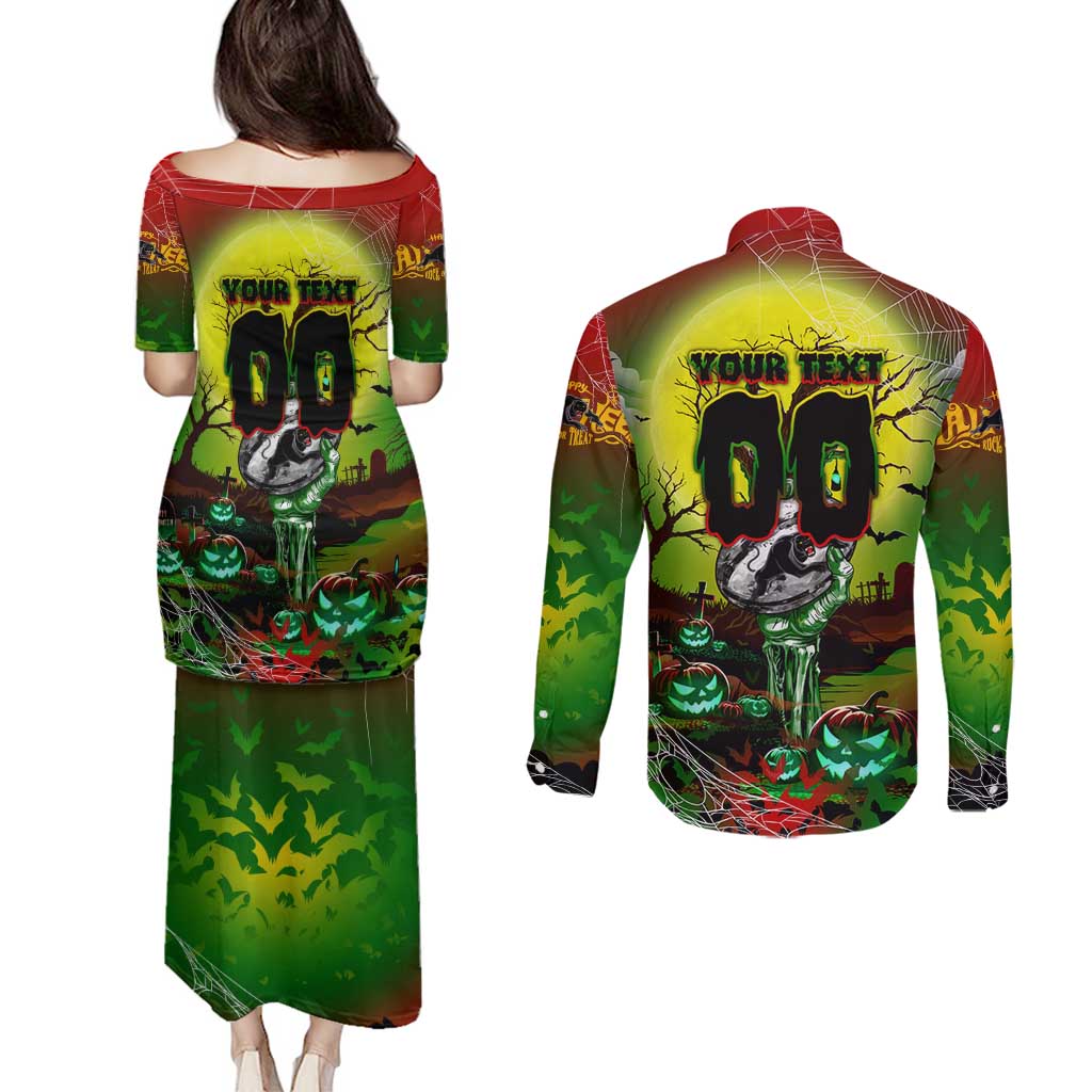 We Are Panthers Halloween Couples Matching Puletasi and Long Sleeve Button Shirt Pumpkin Scary Spooky Season - Aussie Hoodie