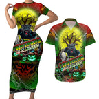 We Are Panthers Halloween Couples Matching Short Sleeve Bodycon Dress and Hawaiian Shirt Pumpkin Scary Spooky Season - Aussie Hoodie