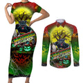 We Are Panthers Halloween Couples Matching Short Sleeve Bodycon Dress and Long Sleeve Button Shirt Pumpkin Scary Spooky Season - Aussie Hoodie
