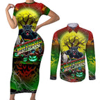 We Are Panthers Halloween Couples Matching Short Sleeve Bodycon Dress and Long Sleeve Button Shirt Pumpkin Scary Spooky Season - Aussie Hoodie