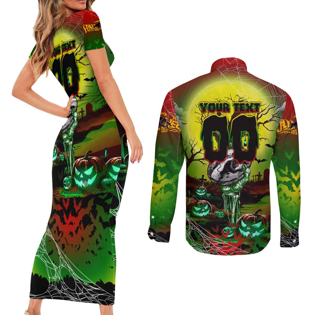 We Are Panthers Halloween Couples Matching Short Sleeve Bodycon Dress and Long Sleeve Button Shirt Pumpkin Scary Spooky Season - Aussie Hoodie