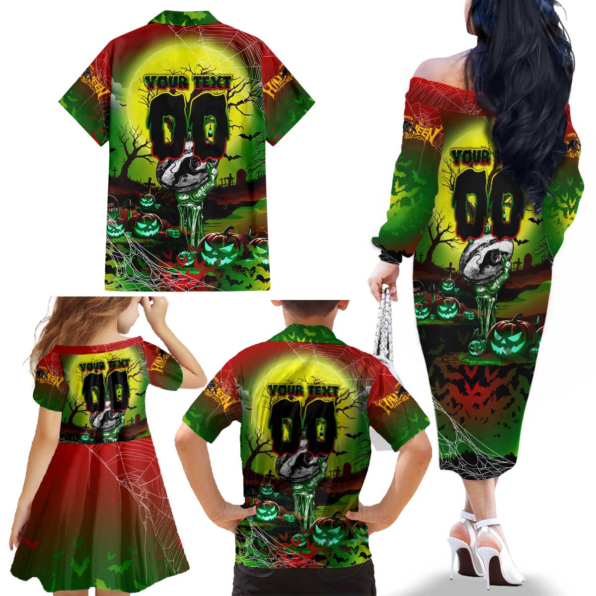 We Are Panthers Halloween Family Matching Off The Shoulder Long Sleeve Dress and Hawaiian Shirt Pumpkin Scary Spooky Season - Aussie Hoodie