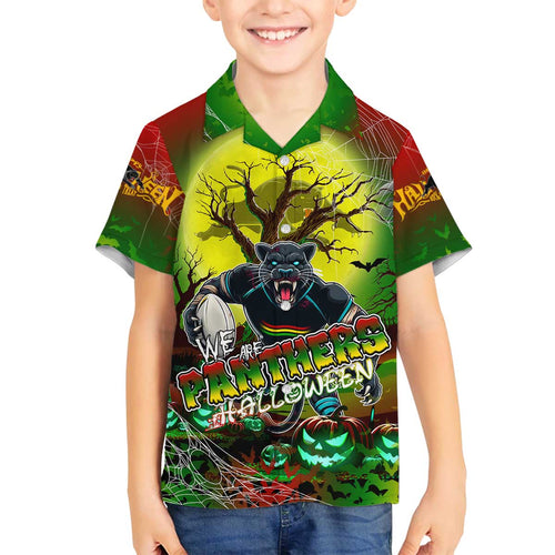 We Are Panthers Halloween Family Matching Off The Shoulder Long Sleeve Dress and Hawaiian Shirt Pumpkin Scary Spooky Season - Aussie Hoodie