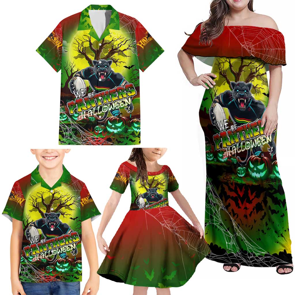 We Are Panthers Halloween Family Matching Off Shoulder Maxi Dress and Hawaiian Shirt Pumpkin Scary Spooky Season - Aussie Hoodie