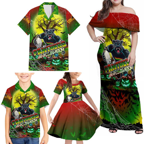 We Are Panthers Halloween Family Matching Off Shoulder Maxi Dress and Hawaiian Shirt Pumpkin Scary Spooky Season - Aussie Hoodie