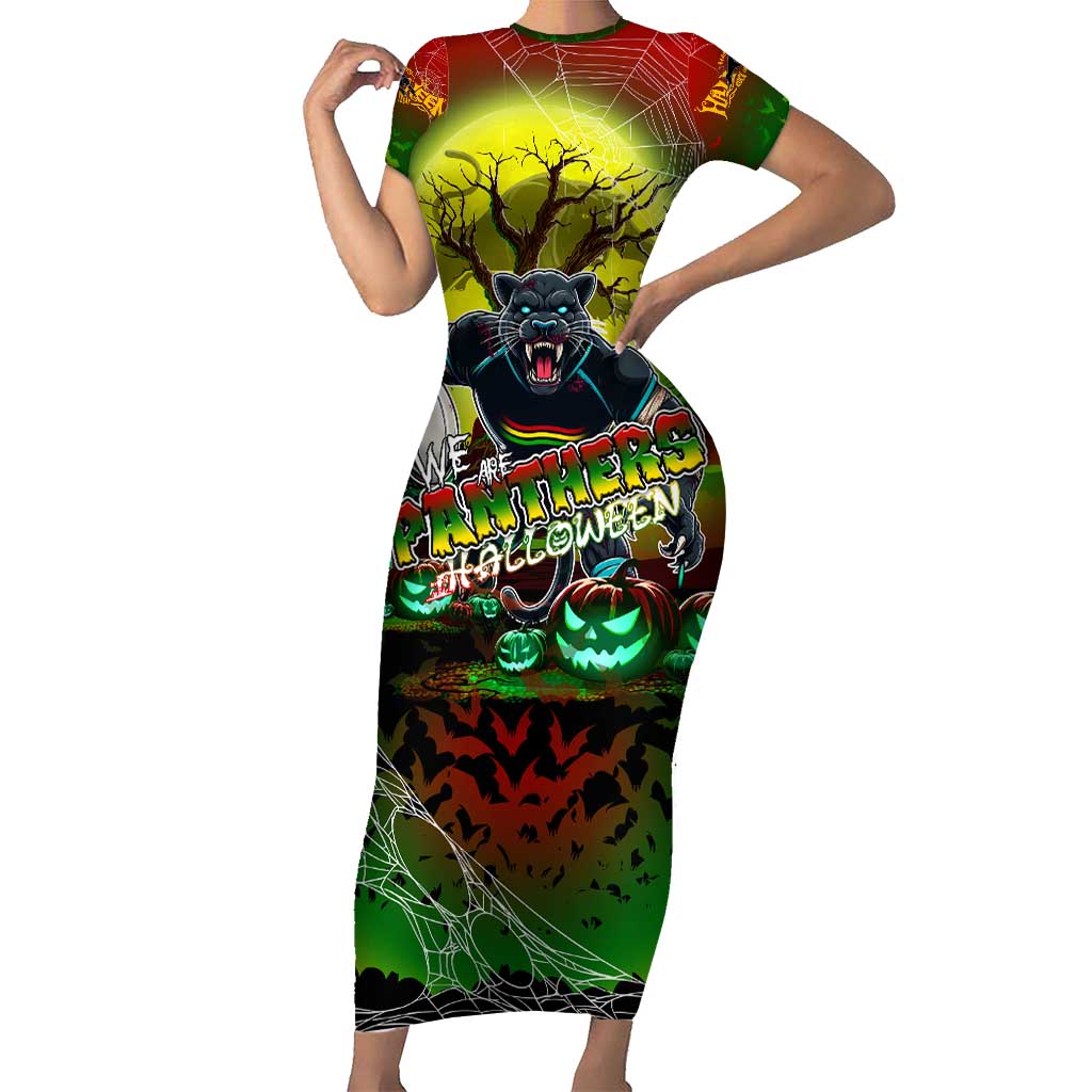 We Are Panthers Halloween Family Matching Short Sleeve Bodycon Dress and Hawaiian Shirt Pumpkin Scary Spooky Season - Aussie Hoodie