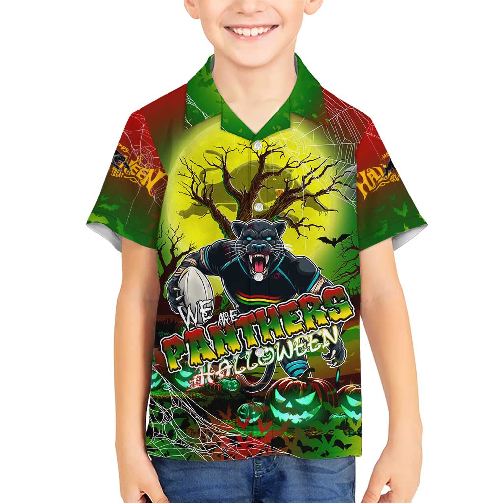 We Are Panthers Halloween Family Matching Short Sleeve Bodycon Dress and Hawaiian Shirt Pumpkin Scary Spooky Season - Aussie Hoodie
