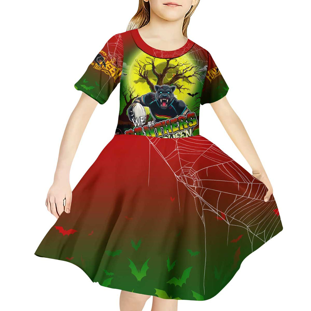 We Are Panthers Halloween Kid Short Sleeve Dress Pumpkin Scary Spooky Season - Aussie Hoodie