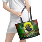 We Are Panthers Halloween Leather Tote Bag Pumpkin Scary Spooky Season - Aussie Hoodie