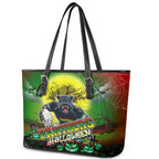 We Are Panthers Halloween Leather Tote Bag Pumpkin Scary Spooky Season - Aussie Hoodie