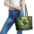 We Are Panthers Halloween Leather Tote Bag Pumpkin Scary Spooky Season - Aussie Hoodie