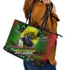 We Are Panthers Halloween Leather Tote Bag Pumpkin Scary Spooky Season - Aussie Hoodie