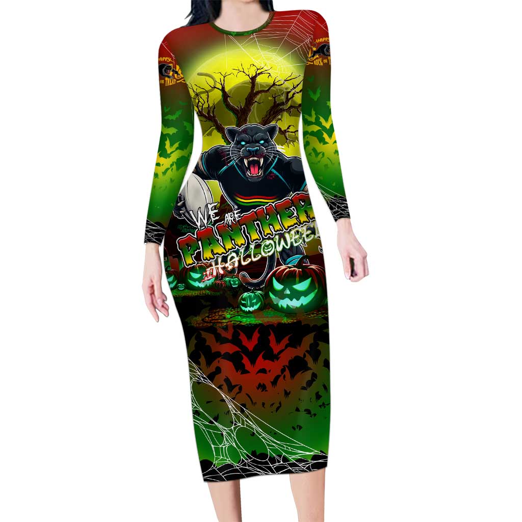 We Are Panthers Halloween Long Sleeve Bodycon Dress Pumpkin Scary Spooky Season - Aussie Hoodie