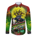 We Are Panthers Halloween Long Sleeve Button Shirt Pumpkin Scary Spooky Season - Aussie Hoodie