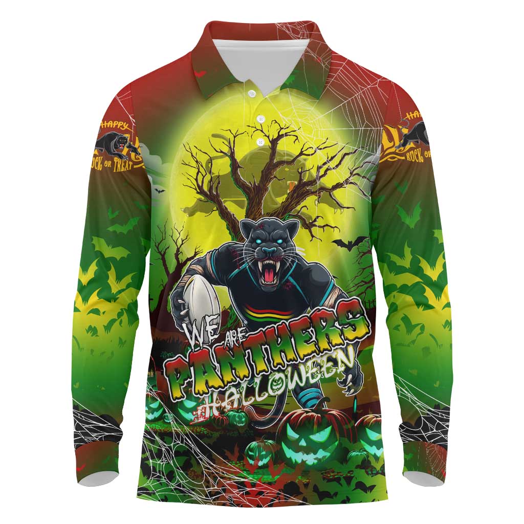 We Are Panthers Halloween Long Sleeve Polo Shirt Pumpkin Scary Spooky Season - Aussie Hoodie