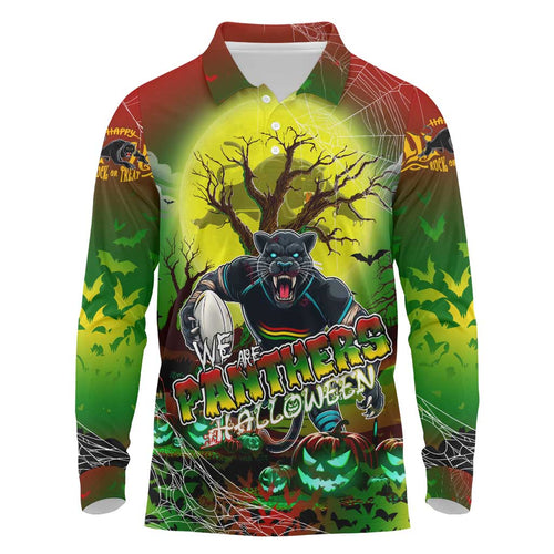 We Are Panthers Halloween Long Sleeve Polo Shirt Pumpkin Scary Spooky Season - Aussie Hoodie