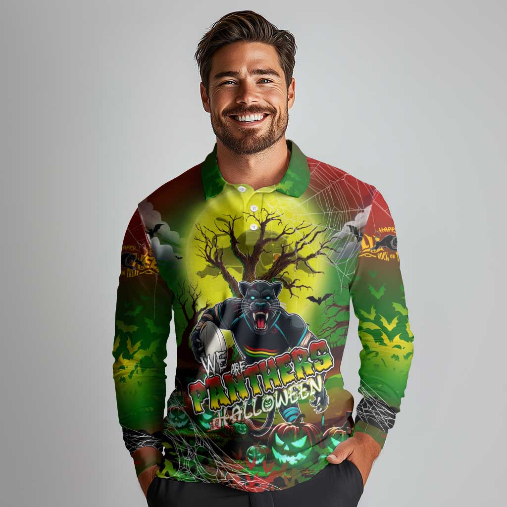 We Are Panthers Halloween Long Sleeve Polo Shirt Pumpkin Scary Spooky Season - Aussie Hoodie
