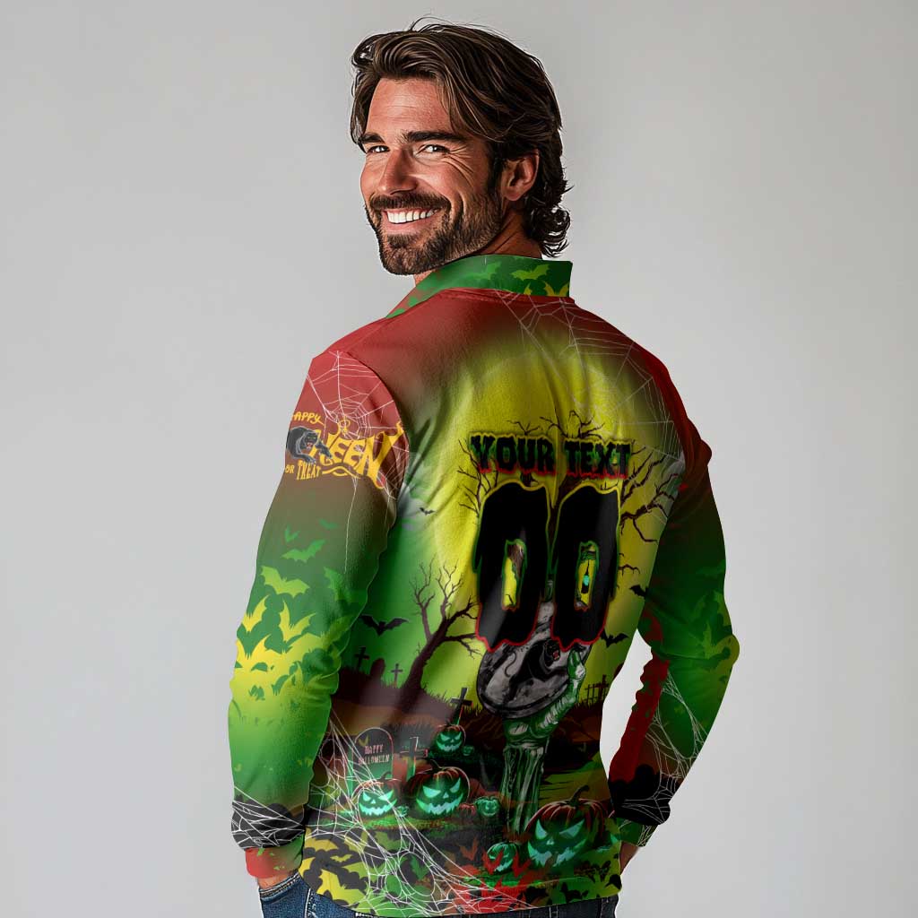 We Are Panthers Halloween Long Sleeve Polo Shirt Pumpkin Scary Spooky Season - Aussie Hoodie
