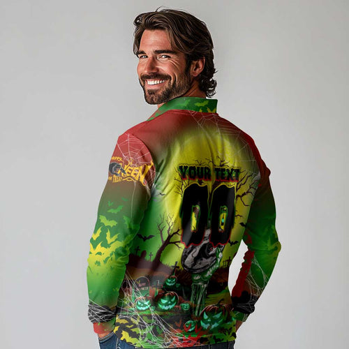 We Are Panthers Halloween Long Sleeve Polo Shirt Pumpkin Scary Spooky Season - Aussie Hoodie