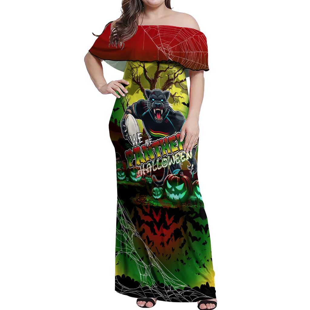 We Are Panthers Halloween Off Shoulder Maxi Dress Pumpkin Scary Spooky Season - Aussie Hoodie