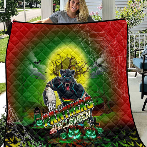 We Are Panthers Halloween Quilt Pumpkin Scary Spooky Season - Aussie Hoodie