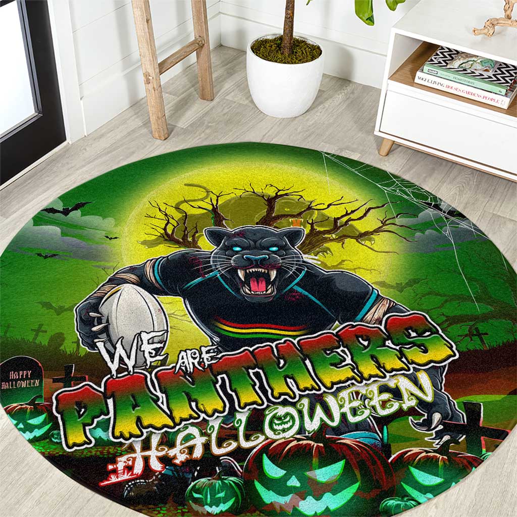 We Are Panthers Halloween Round Carpet Pumpkin Scary Spooky Season - Aussie Hoodie