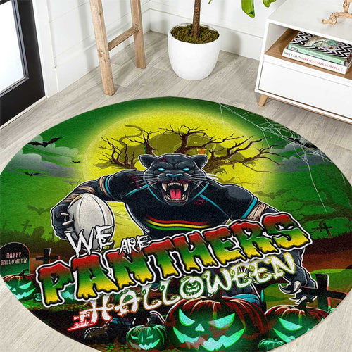 We Are Panthers Halloween Round Carpet Pumpkin Scary Spooky Season - Aussie Hoodie