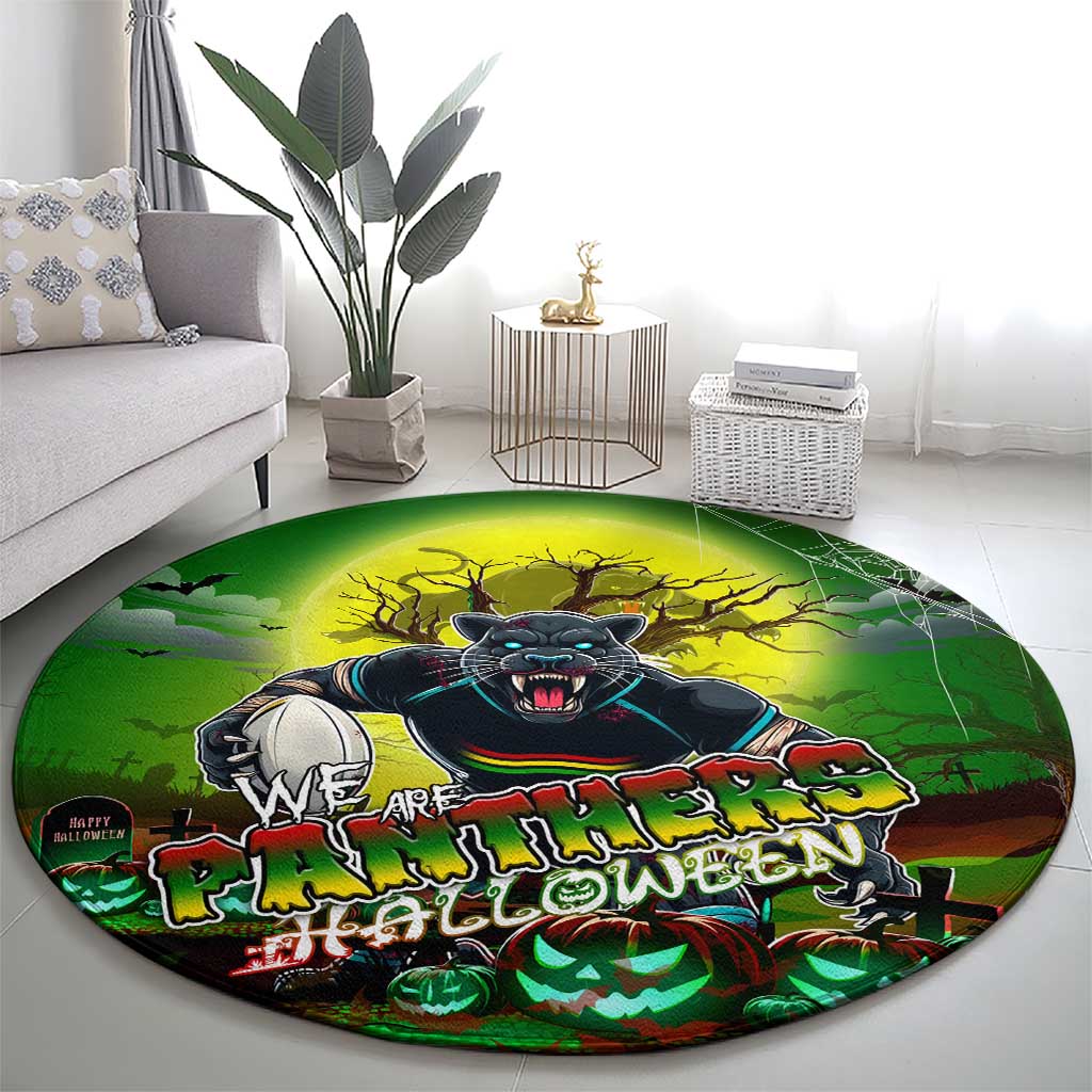 We Are Panthers Halloween Round Carpet Pumpkin Scary Spooky Season - Aussie Hoodie