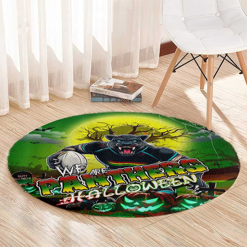 We Are Panthers Halloween Round Carpet Pumpkin Scary Spooky Season - Aussie Hoodie