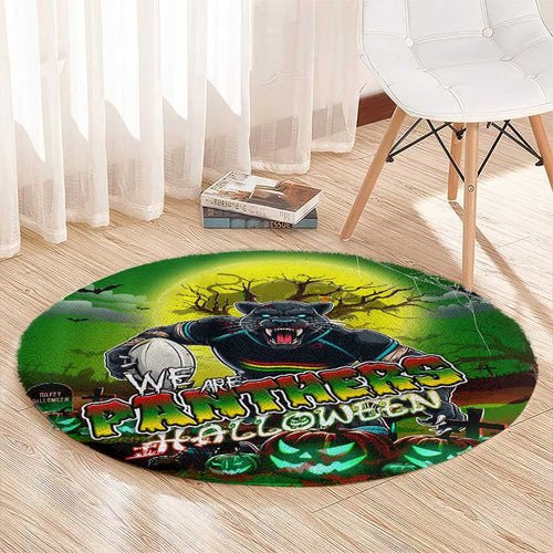 We Are Panthers Halloween Round Carpet Pumpkin Scary Spooky Season - Aussie Hoodie