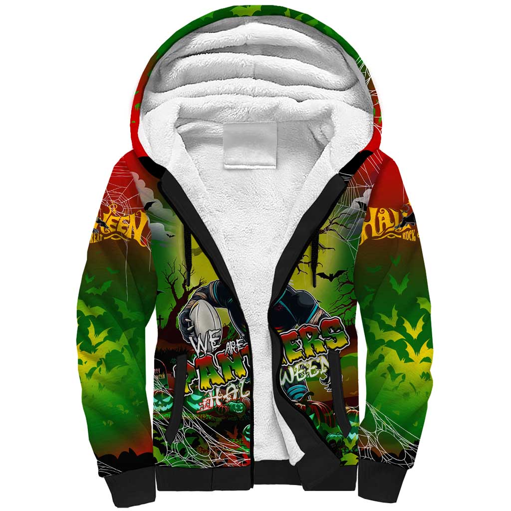 We Are Panthers Halloween Sherpa Hoodie Pumpkin Scary Spooky Season - Aussie Hoodie