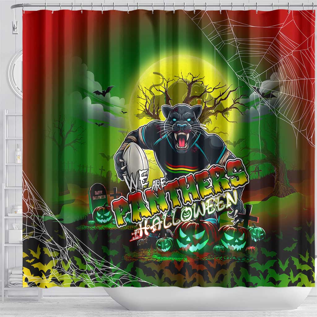 We Are Panthers Halloween Shower Curtain Pumpkin Scary Spooky Season - Aussie Hoodie