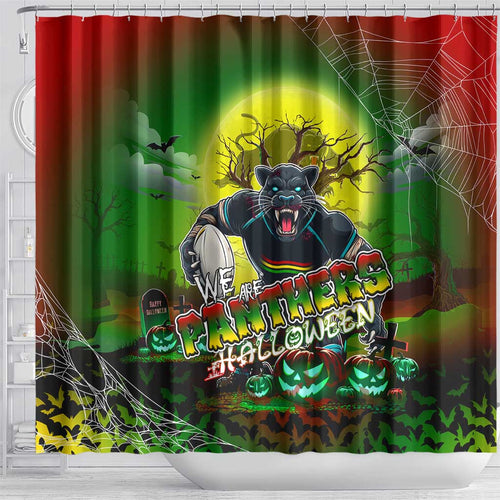 We Are Panthers Halloween Shower Curtain Pumpkin Scary Spooky Season - Aussie Hoodie